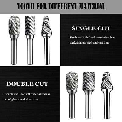 12 Collet Single Double Cut Carbide Rotary Burr File Swivel شکل نوع B